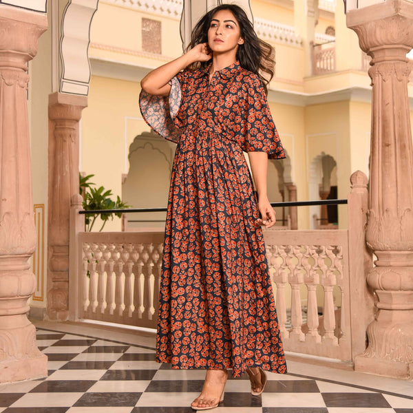 Bell Sleeved Floral Dress