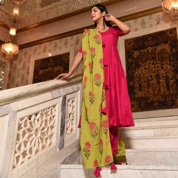 Pink Green Suit Set