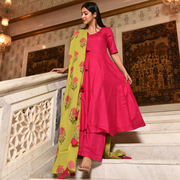 Pink Green Suit Set