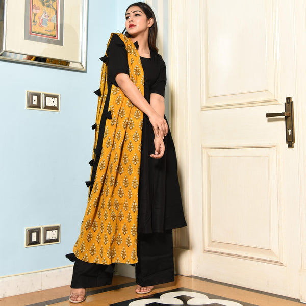 Black Yellow Suit Set