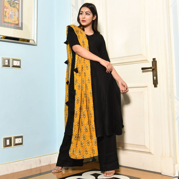 Black Yellow Suit Set