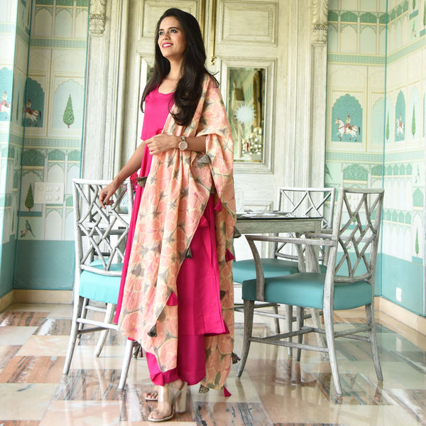 Chanderi Dupatta Suit Set