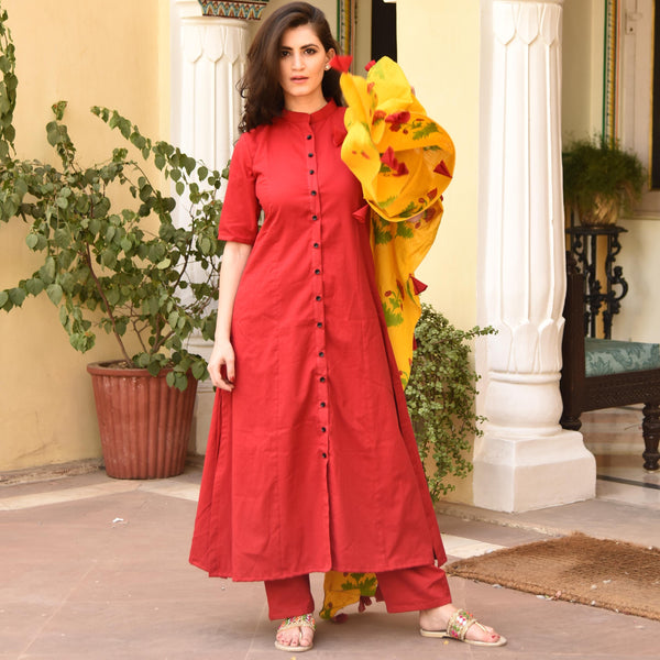Red Yellow Tassels Suit