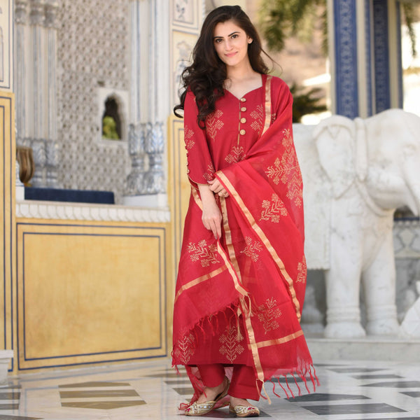 Sheer Red Suit Set
