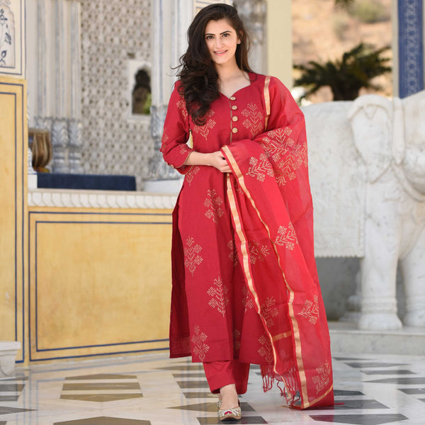 Sheer Red Suit Set