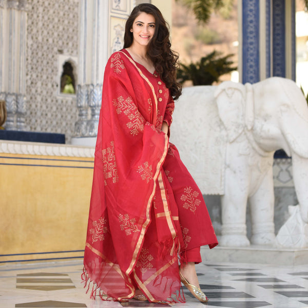 Sheer Red Suit Set