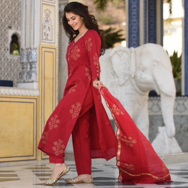 Sheer Red Suit Set