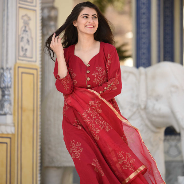 Sheer Red Suit Set