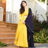 Yellow Blue Lehenga Set