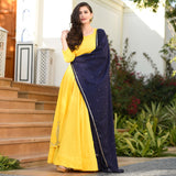 Yellow Blue Lehenga Set