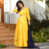 Yellow Blue Lehenga Set