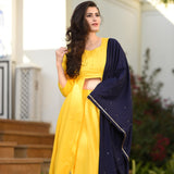 Yellow Blue Lehenga Set