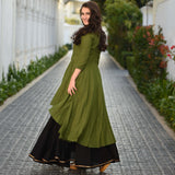 Black Green Skirt Set