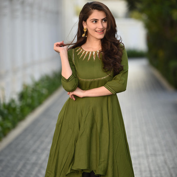 Black Green Skirt Set