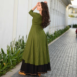 Black Green Skirt Set