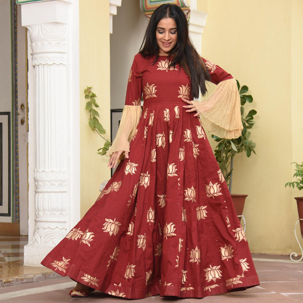 Frill Dress In Lotus