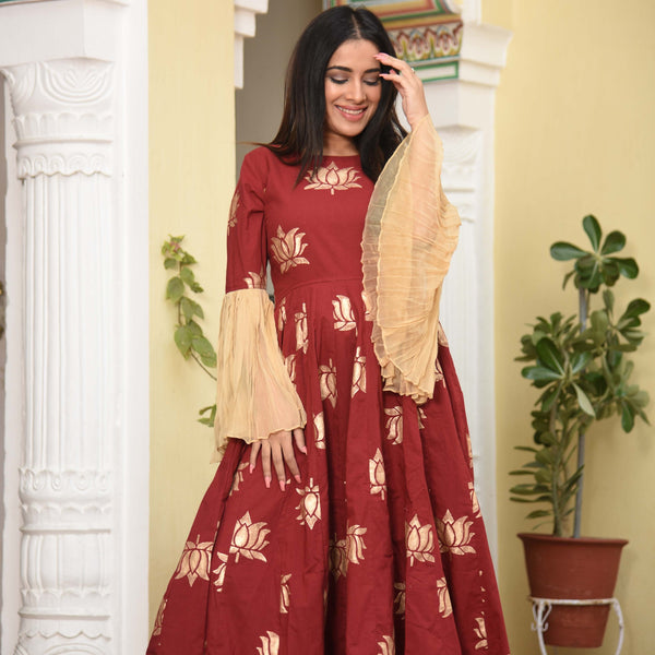 Frill Dress In Lotus