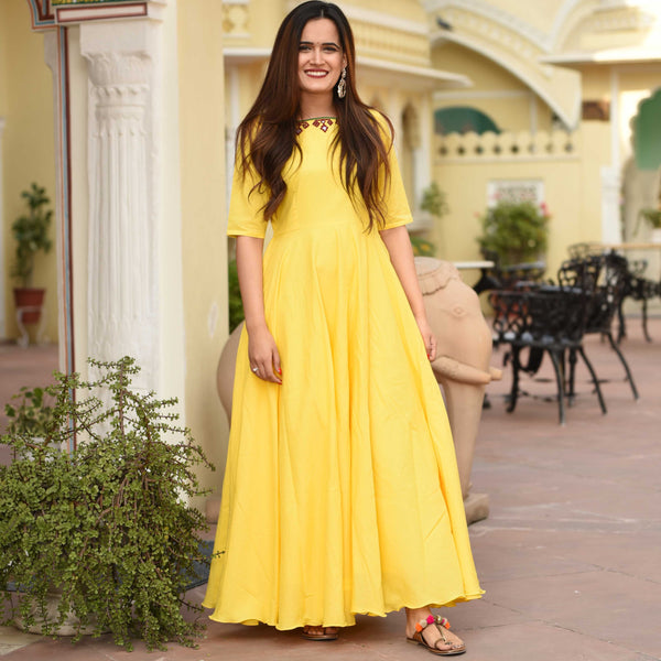 Lemon Puff Cotton Dress
