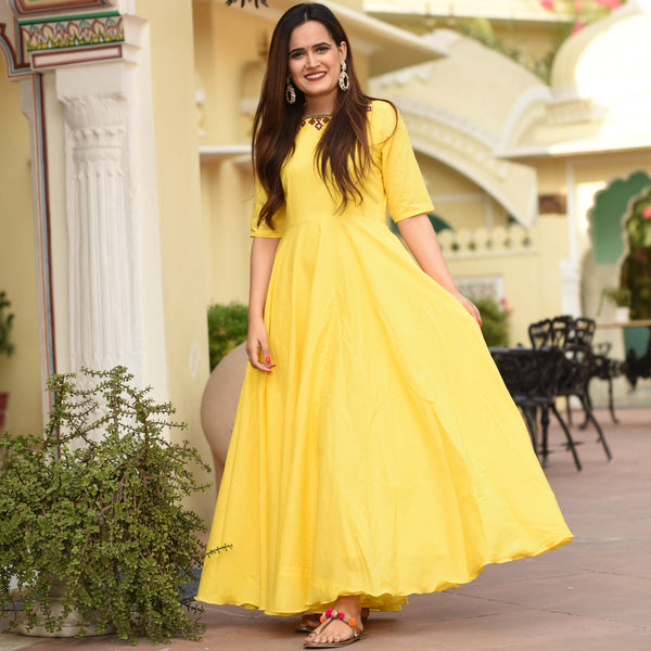 Lemon Puff Cotton Dress