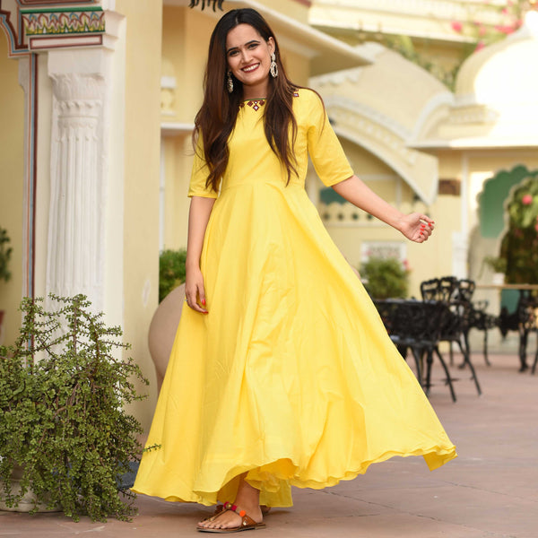Lemon Puff Cotton Dress