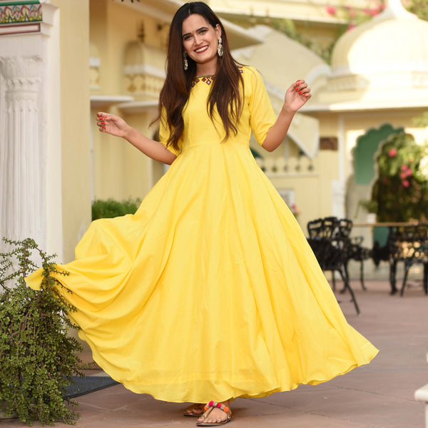 Lemon Puff Cotton Dress