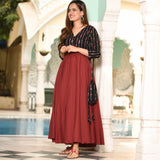Maroon Mirror Work Dress