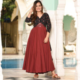 Maroon Mirror Work Dress