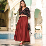 Maroon Mirror Work Dress
