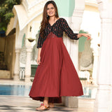 Maroon Mirror Work Dress