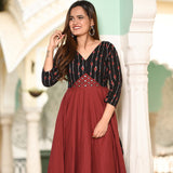 Maroon Mirror Work Dress