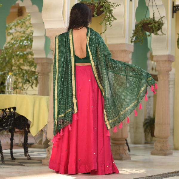 Emerald Accent Lehenga Set