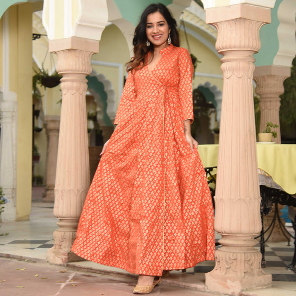 Orange Gold Cotton Dress