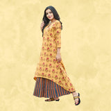 Beige Floral Kurta Set